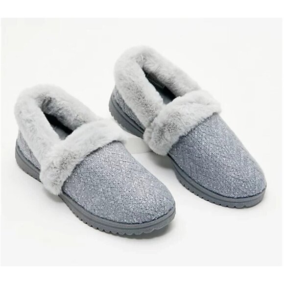 Skechers Cozy Lite Sparkle Knit Slippers Sweet Walk Grey Slip On Shoes Sz 8.5 M - Picture 12 of 12
